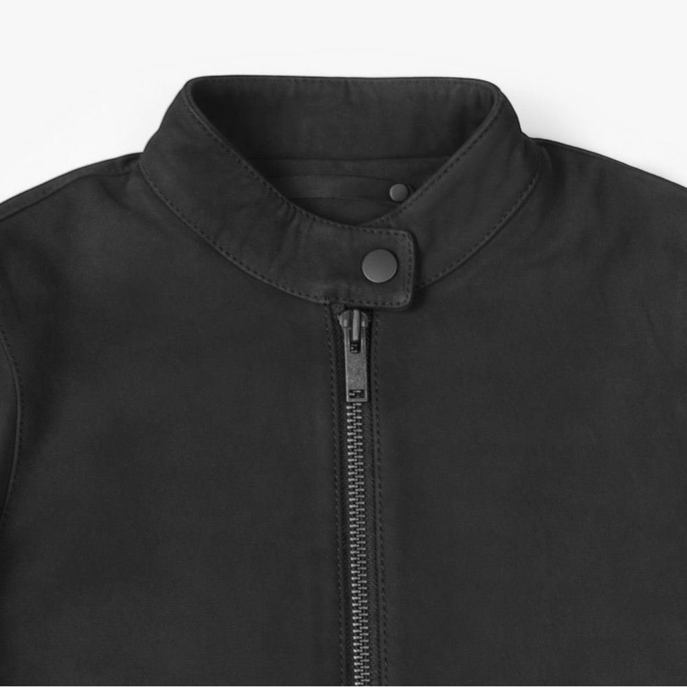 NWT Thursday Boot Company Women's Matte Black Lamb Leather Racer Jacket Medium - Picture 5 of 16